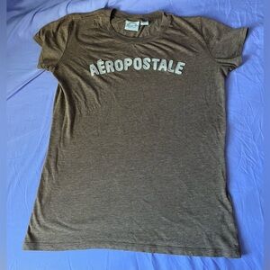 Vintage Y2K Aéropostale Logo Brown T shirt size large